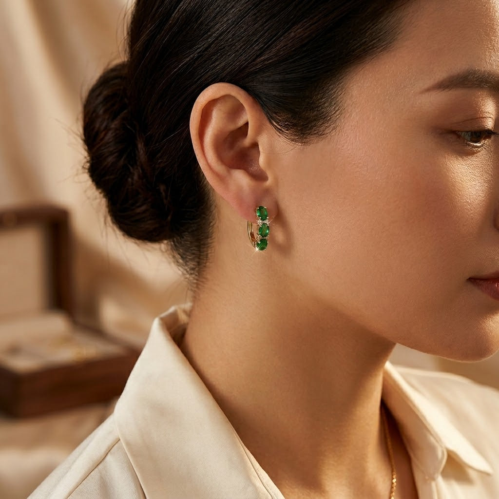 Gold Vertical Hoop Earrings