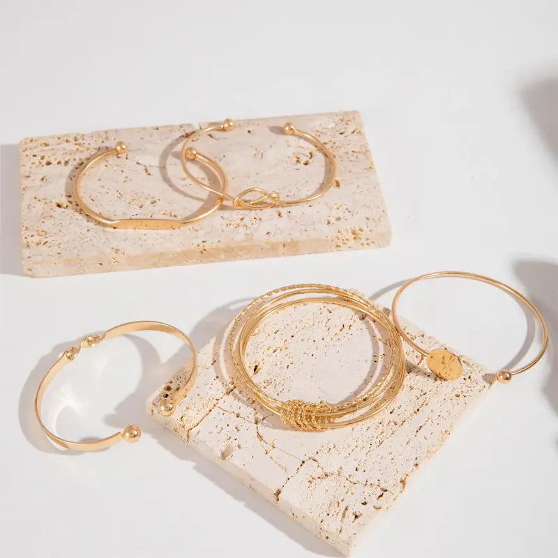 Knotted Elegance Bracelet Set | Gold