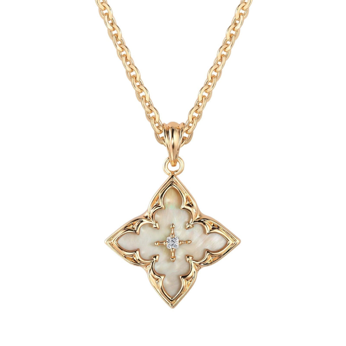Brown Clover Pendant Necklace | Gold