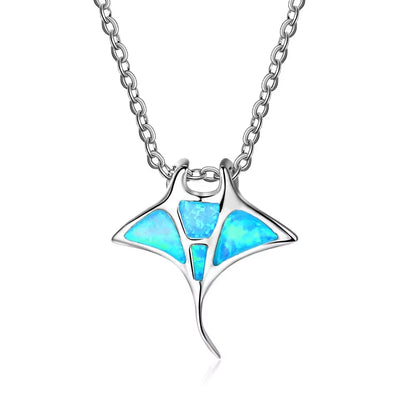 Manta Ray Blue Opal Necklace