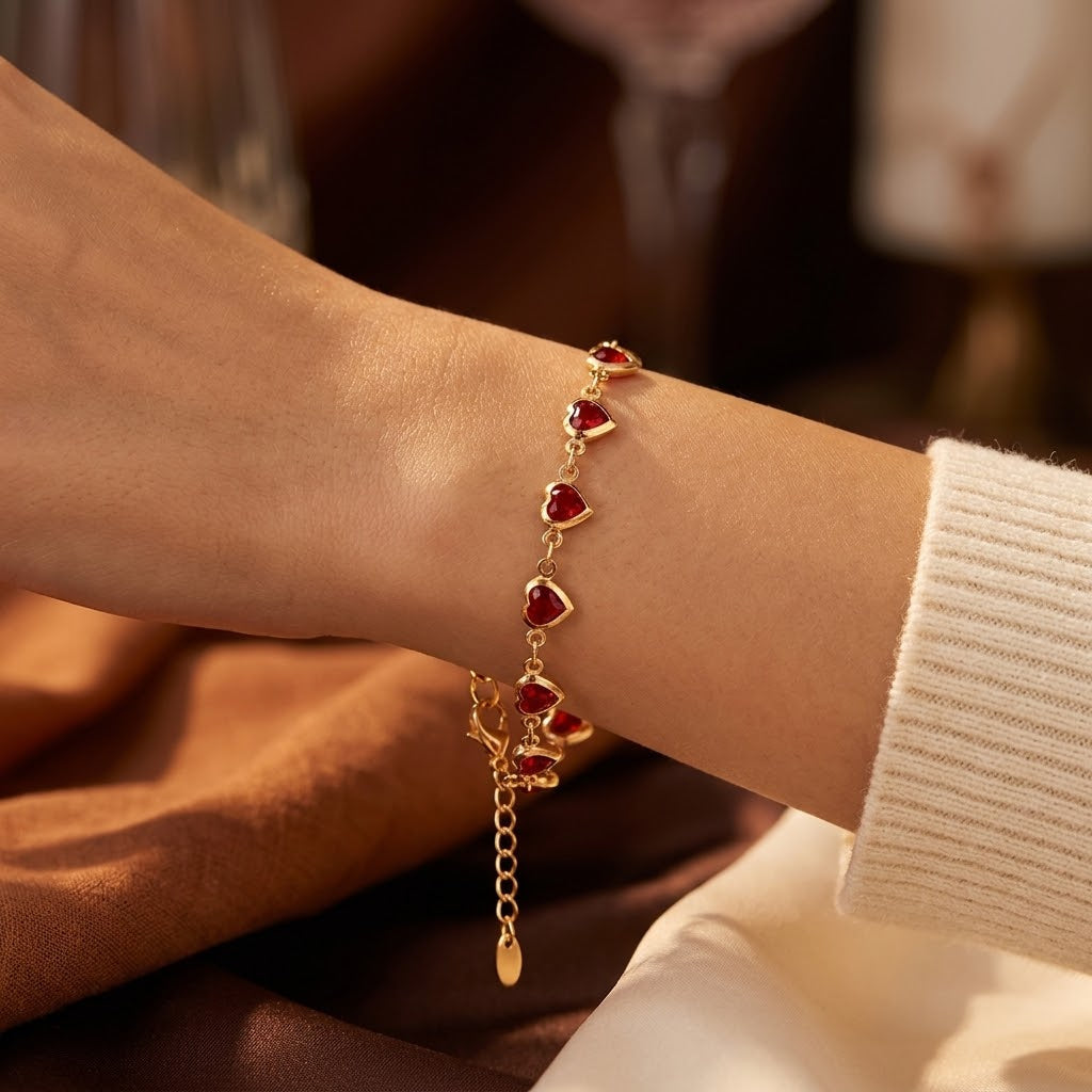 Gold Heart Chain Bracelet