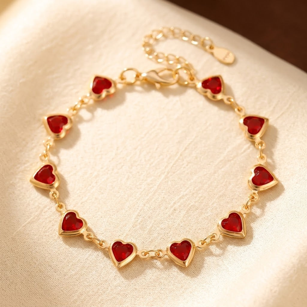 Gold Heart Chain Bracelet